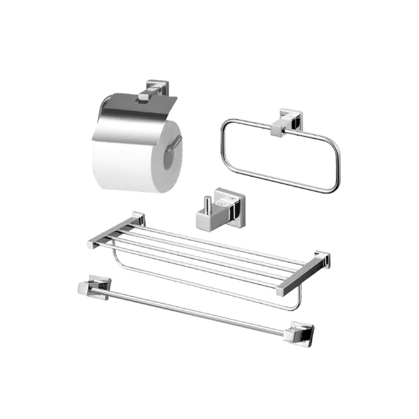 Ảnh sản phẩm YS408N5V Bộ 5 sản phẩm L: lô đựng giấy vệ sinh, vòng treo khăn, móc áo, thanh vắt khăn & thanh vắt khăn 2 tầng